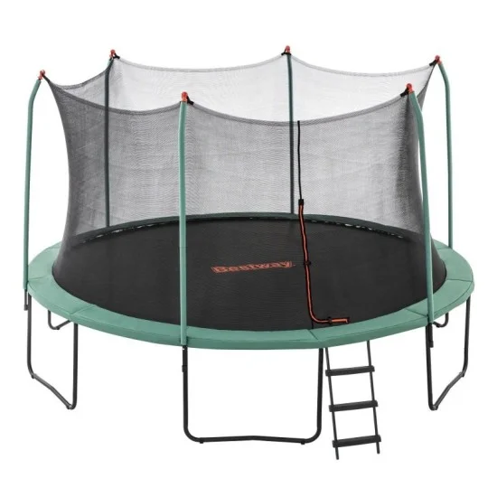 bestway 4.27m x 2.86m xtreme air trampoline 1 trampoline 1 spring-loading tool 6 anchors 12 foot pads 1 ladder age 6